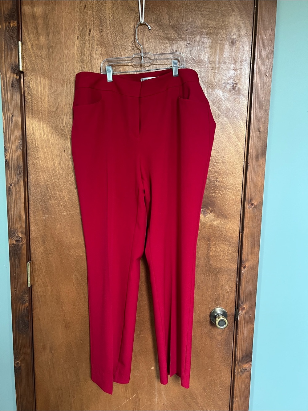 Kasper Bright Red Tailored Straight-Leg Pants